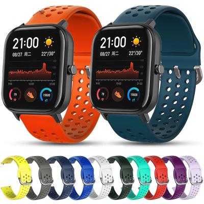 China Universal 20mm Adjustable Breathable Silicone Strap For Xiaomi Huami Amazfit GTS GTS2 Bip Lite Smart Watch Band For Garmin Venu SQUARE for sale