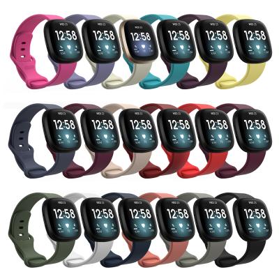 China Pure Color Silicone Rubber Wrist Strap For Fitbit Versa 3 Smart Watch Band Replacement Watch Band For Fitbit Sense for sale