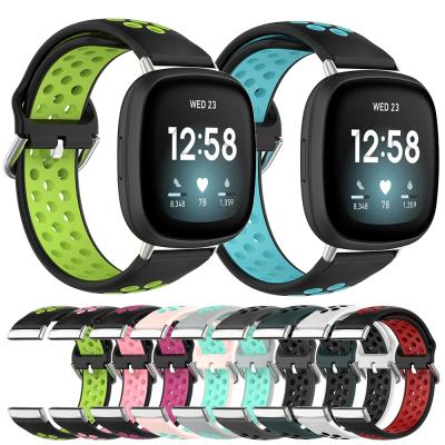 China Two Color Silicone Strap Rubber Strap For Fitbit Versa 3 Smart Watch Band For Fitbit Sense for sale