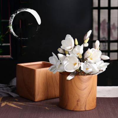 China Hot Selling Planter Wood Planters High Quality Wood Grain Ceramic Flowerpot 6 Size Simulated Grain Wooden Pots From Europe for sale