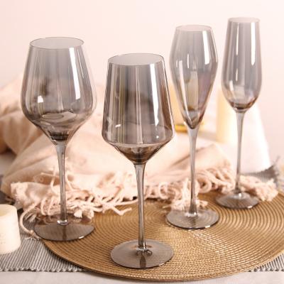 China New Newcomer Classic/Postmodern Gray Glass Cup Wine Glasses Champagne Flute Glasses for Party Wedding and Dinner Table Use Kitchen Wine Glass for sale