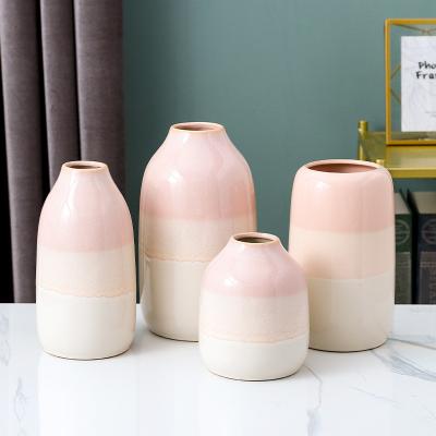 China Morandi Eco-friendly Modern High Quality Handmade Color Shape Bottle Shape China Gradient Ceramic Rose Flower Vase for sale