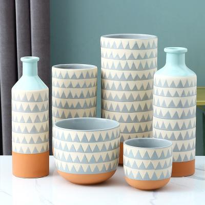 China Eco-friendly antiquecandle ceramic cylinder vase for home decor ceramic and porcelain nordic decorative luxury worthless tall vase for sale