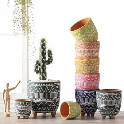 China Three Legged Clay Garden Ceramic Flower Pot Sets Wholesale Hot Cheap Modern Planters New Design for sale