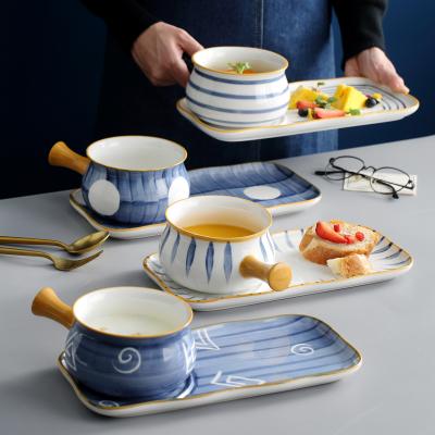 China Tray One Person Ceramic Plate CLASSIC Dish Set Breakfast Tableware Set Ceramic Breakfast Sets for sale