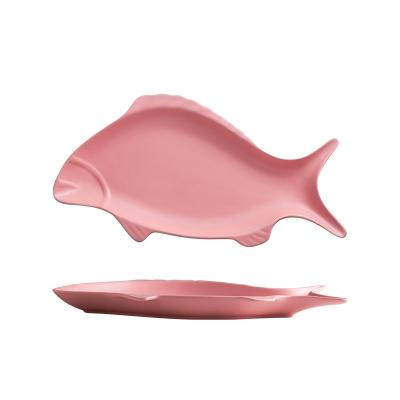 China High quality creative cheap glazed pink ceramic dish viable European style home/hotel/restaurant splint for sale