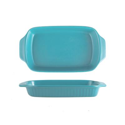 China Durable Creative Ceramic Bakeware Rectangle Molds Oven Tray For Microwave for sale