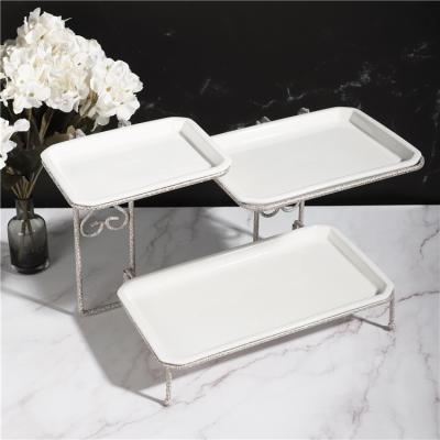 China New Design Wedding Banquet Dessert Viable Cheap Dinner Display Stand Rectangular Dish for sale