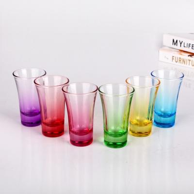 China Sustainable Color Gradient Iridescent Shot Glasses Wholesale OEM Sublimation Masks Tall Shot Glasses for sale