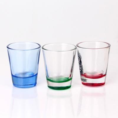 China Durable Decal Shot Glass Heat Press Colored Souvenir Transparent Custom Shot Glass for sale