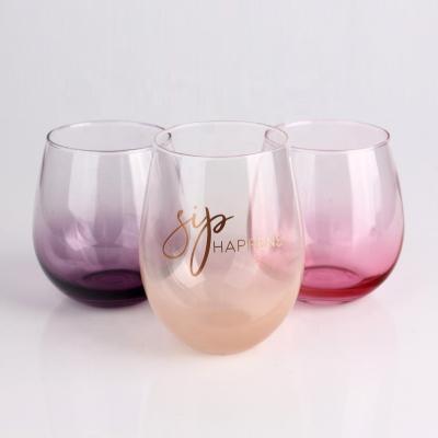 China Wholesale Hot Selling Simiplicity Crystal Gold Lip Wine Glass Stemless Custom for sale