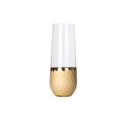 China Morden Luxury Order Accepted Wholesale Custom Gold Rim Champagne Glasses Flutes Set for sale