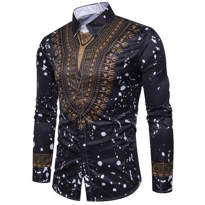 China 2021 Autumn New Style Anti-wrinkle People Hot Style Printed Long Sleeve Shirt Men's Shirts for sale