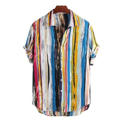 China High quality new 2021 hot sale anti-pilling stripe printing men's casual custom made dress shirts for sale