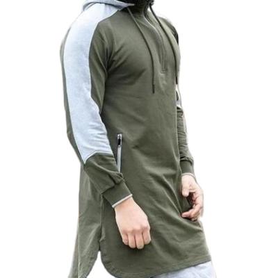 China Long Abaya New 2021 Men Wear Patchwork Arab Robe Muslim Zipper Pocket Hoodies for sale