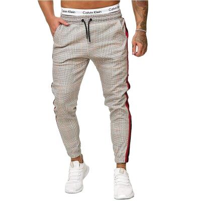 China 2021 Anti-wrinkle plaid retro pencil men's casual slim skinny boys men's printing trousers& casual pants for sale