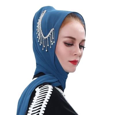 China 2021 Muslim Viscose Chiffon Rhinestone Tassel Women Scarves for sale