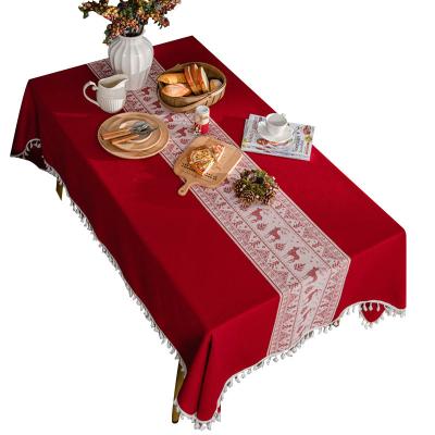 China Modern Christmas Reindeer Printed Cloth Tablecloth for Christmas New Year Decoration Christmas Party Home Decor Tablecloth for sale