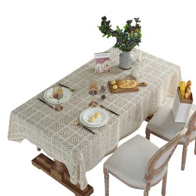 China Modern Elegant Hollow Crochet Lace Table Cloth , Table Cover For Wedding Party Home Decoration for sale