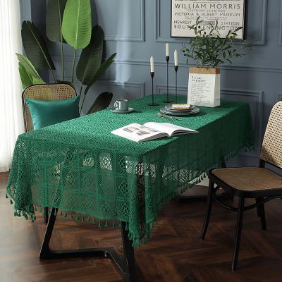 China Modern Popular Cotton Woven Hollow Out Table Cloth Crochet Table Covers Handmade Table Cloth for sale