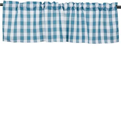 China Plain Popular Buffalo Check Plaid Cotton Window Drapes White and Blue Farmhouse Design for sale