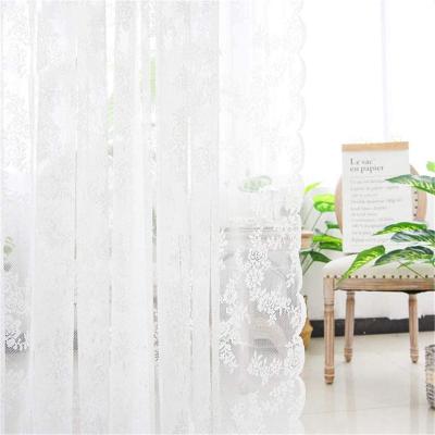 China Blackout Lace White Floral Embroidered Sheer Curtains With Curtain Tieback, Rod Pocket Window Voile Drapes For Living Room Bedroom Wedding for sale