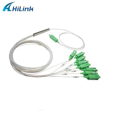 China PON Networks Low Insertion Loss 1x8 PLC Fiber Optic Splitter With SC/APC To SC/APC Connectors for sale