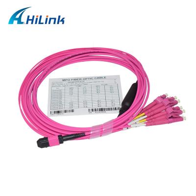 China FTTX MPOFemale -4LC/UPC 8Cores Duplex Multimode Type B 50/125um OM4 5M MPO Jumper Patch Cord LSZH for sale