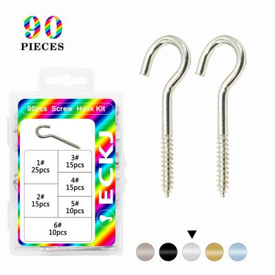 China Pan Eye Hook Screws for High Quality Wood Metal I Shaped Spiral Hook Tapping Screws A Box of 90 Open Hook Screws for sale