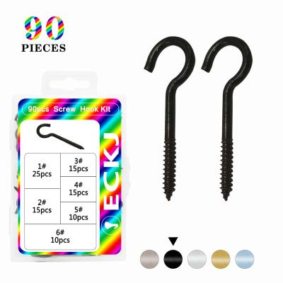 China Pan Black Eye Hook Screw Tapping Screws A box of 90 copper hook screws, suitable for indoor, wood and wall for sale