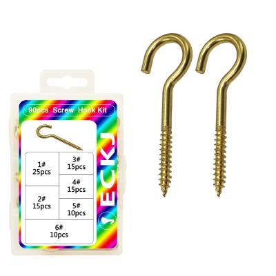 China Pan Stainless Steel Hook Screw Wood Ring Hook Screw One Screw 90C Hook Box for sale