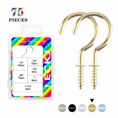 China good quality & High Quality Eckj Reasonable Price 75 Pieces/Set 6 Cup Screw Hook Wall Hook Self Tapping Hook for sale