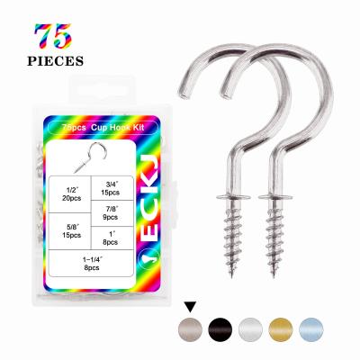 China good quality & Best Reasonable Price Selling High Quality Eckj 75pcs/set 6 Cup Screw Hook Wall Hook Self Tapping Hook for sale