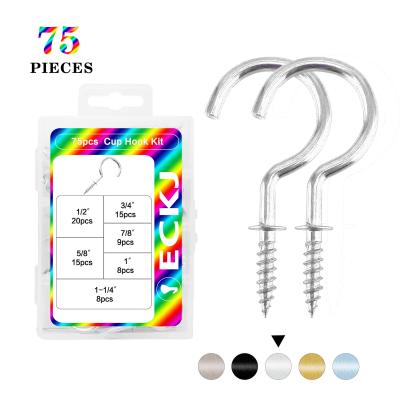 China good quality & Hot Sale Eckj High Quality 75pcs/set Reasonable Price 6 Cup Screw Hook Wall Hook Self Tapping Hook for sale