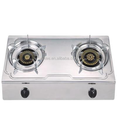 China Household metal panel double burners gas cooker gas cooktop cooktop gas cooker for sale