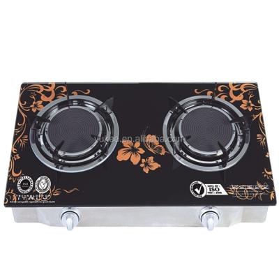 China Hot sale China household 2 burner gas cooker / gas cooktop tempered glass gas cooktop for sale