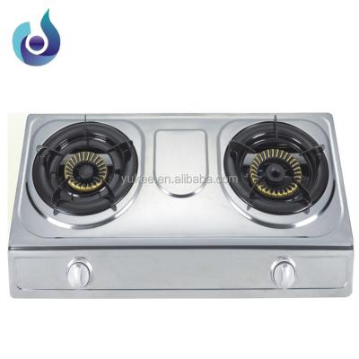 China Household Tempered Stainless Steel Natural Gas/LPG 2 Burners Steel Panel Top Gas Stove Wholesale Price YD-GSG216 for sale