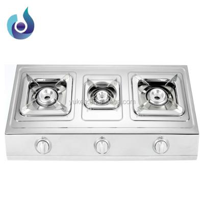 China Household Yukee Desktop Gas Stove Stainless Steel Cooktop 3 Burners Gas Hob Gas Stove for sale