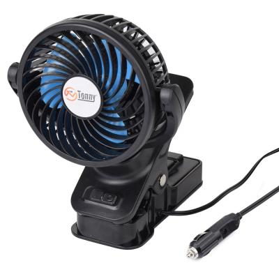 China Brand New ABS+PP Tonny Car Clip Fan Mini 4 inch Portable 12V Plastic Air Fan with Touch Switch and 6 inch DC 12V or 24V Strong Clip for sale