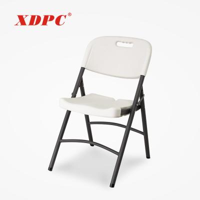 China Outdoor White Blow Plastic Folding Chair Eco - Friendly With Metal Legs for sale