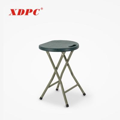 China Eco-friendly Portable Outdoor Picnic Blow Plastic Folding Garden Stool With Metal Leg for sale