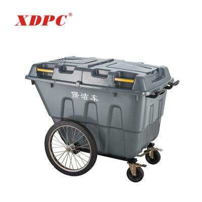 China Sustainable Industry 400 Liter Mobile Outdoor Plastic Garbage Container Trash Cart for sale