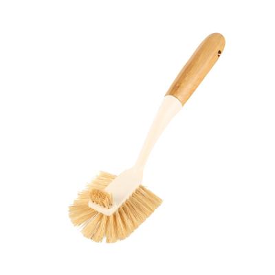 China New Design Long Handle Pot Dish Viable Custom Bamboo Bowl Kitchen Dishwashing Cleaning Brush for sale