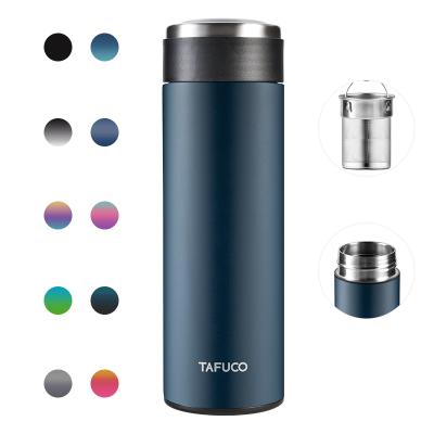 China Tafuco 400ML PORTABLE Stainless Steel Tea Tumbler Vacuum Insulated Coffee Mug With Strainer Drinks Bottle for sale