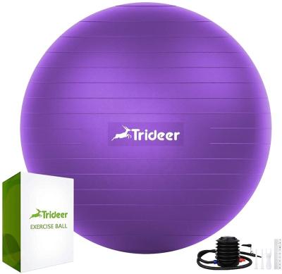 China Custom Made Eco-Friendly Exercise Ball Eco-Friendly Logo PVC Yoga Balls Fit Trideer Fitness Yoga Massage Ball Anti Burst Band for sale