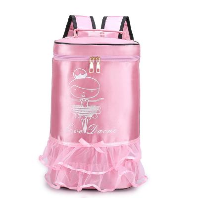 China Large Capacity Anti-theft Ballet Dance Bags Pink Girls Sports GYM Dance Backpack Barrel Package Bag Dance Costume Bag With Logo for sale