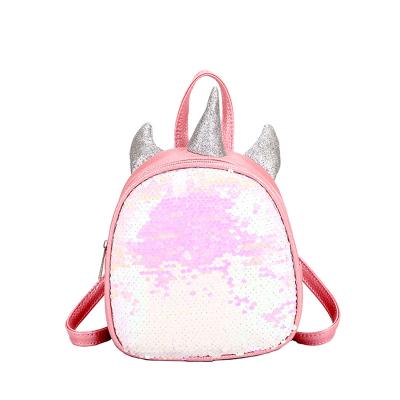 China Multifunctional unicorn anti-theft mini cartoon PVC shiny magic kids back to school backpack sequin backpack bag for sale