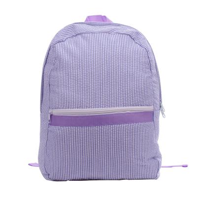 China Soft Embroidered Cotton Seersucker Customized Kindergarten Kids Mini Toddler Backpack for sale