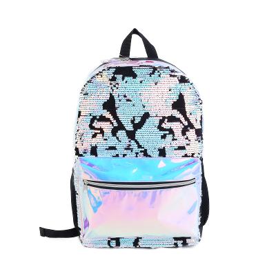 China 2020 Wholesale Anti-theft Fashion Girl Sequin Adjustable Strap Pocket Mini Cute School Front Travel Holographic Silver Backpacks for sale