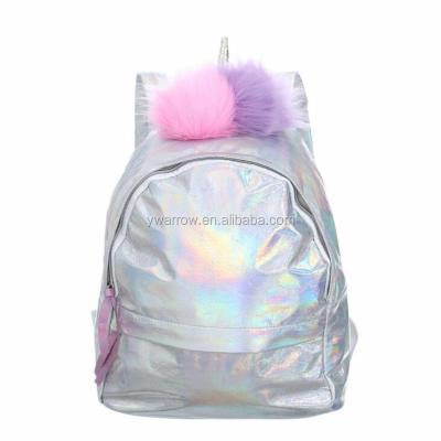 China 2020 School Anti-theft Shiny Unicorn Travel Bag Fashion Girls PU Laser Zipper Cartoon Backpack Animal Bag for sale